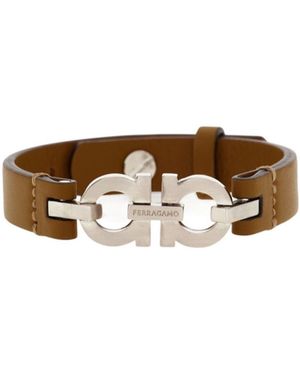 Ferragamo Gancini Double Clasp Bracelet - Brown