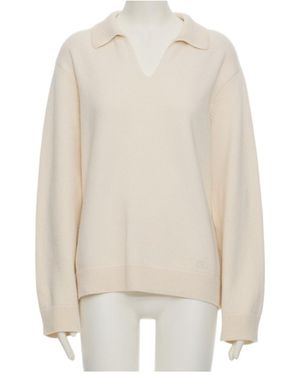 Valentino Collared Long-Sleeved Knit Sweater - White