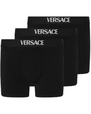 Versace Logo Intarsia Three-Pack Boxers - Black