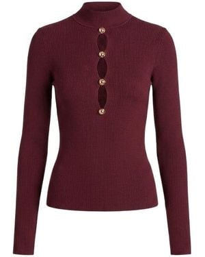 Self-Portrait Keyhole-Embellishment Top - Purple