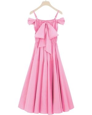 Patou Bow-Detailed Off-Shoulder Midi Dress - Pink