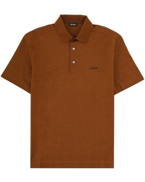ZEGNA Shirt Collar Polo - Brown