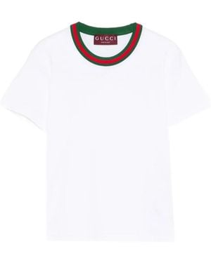 Gucci Web Detailed Jersey T-Shirt - White