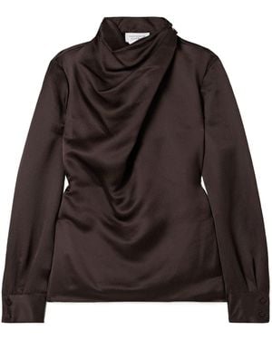 Gabriela Hearst Marcela Draped Hammered Silk Blouse - Brown