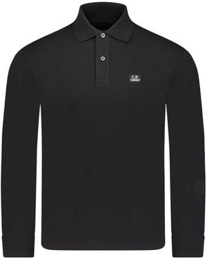 C.P. Company Logo-Embroidered Polo Shirt - Black
