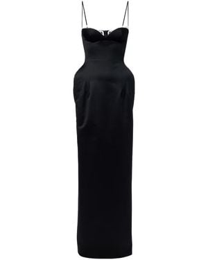 Magda Butrym Crochet-Trimmed Satin Bustier Gown - Black