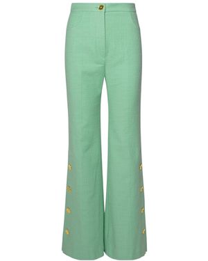 Patou Mint Cotton Blend Trousers - Green