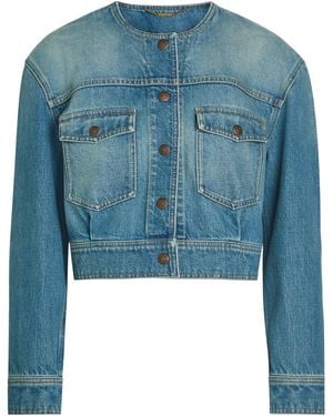 Chloé Round-Neck Short Denim Jacket - Blue