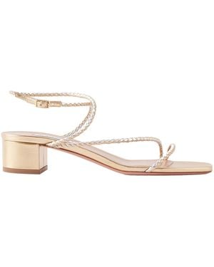 Aquazzura Luca 35 Braided Metallic Leather Sandals - Natural
