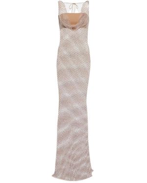 GIUSEPPE DI MORABITO Embellished Mesh Gown - White