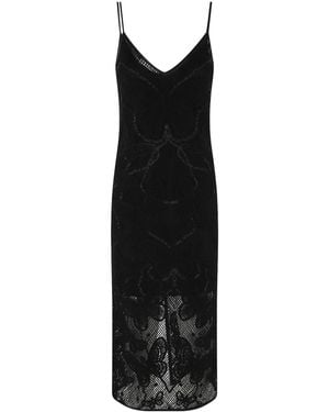 Blumarine Handmade Embroidery Long Mesh Dress - Black