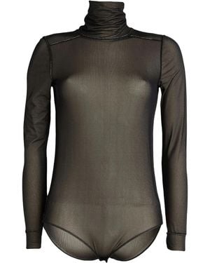 Maison Margiela Solid Colour Mesh Long-Sleeve Turtleneck - Black