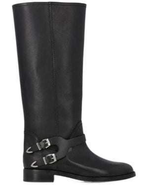 Pinko Buckle-Detail Leather Boots - Black