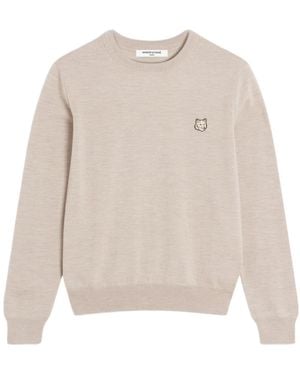 Maison Kitsuné Maison Kitsuné Bold Fox Head Patch Knitted Jumper - White