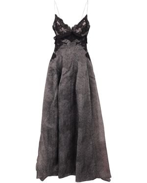 Ermanno Scervino Lace-Trimmed Maxi Dress - Gray