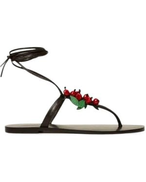 Twinset Beaded Ankle-Tie Flat Sandals - Multicolour
