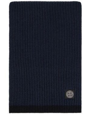 Stone Island Logo Patch Scarf - Blue