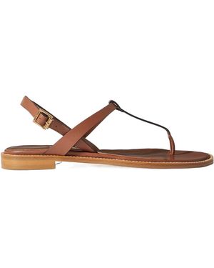 Manolo Blahnik Leather Slingback Sandals - Brown