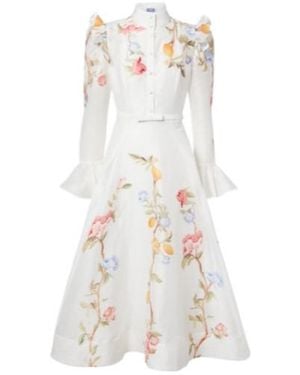 Leo Selina's Floral Ruffle Dress - White