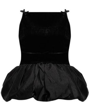 Self-Portrait Velvet Peplum Top - Black