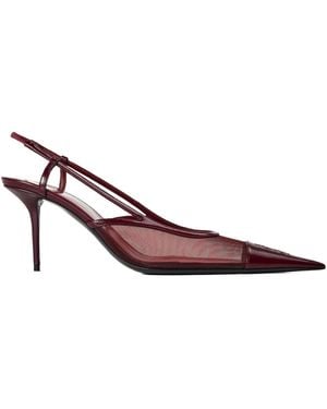 Saint Laurent Meshpanel Slingback Heels - Brown
