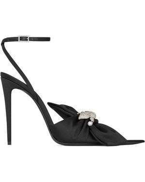 Saint Laurent Malika Embellished Heeled Court Shoes - White