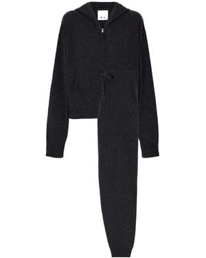 Allude Hooded Cardigan Set - Black