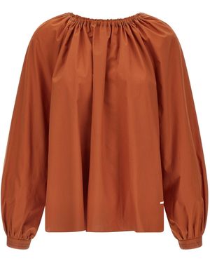 Marni Long-Sleeved Boat Neck Blouse - Brown