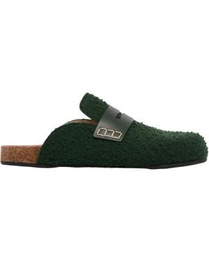 JW Anderson Felt Loafer Mules - Green