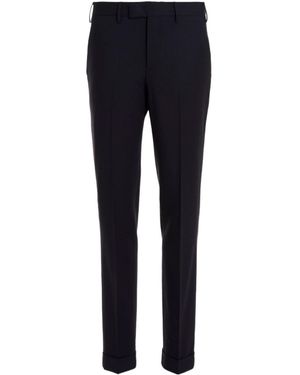 Pt Pantaloni Pt Torino Master Creased Wool Trousers - Blue