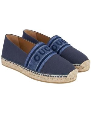 Gucci Logo Embroidered Espadrilles - Blue