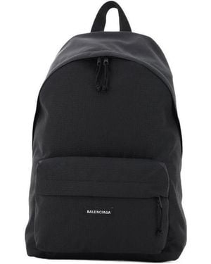 Balenciaga Logo Zipped Backpack - Black