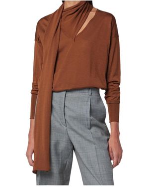 Roberto Collina Scarf Detail Knitwear - Brown