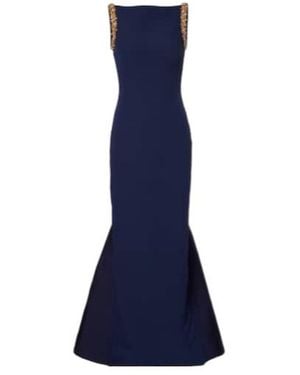 Safiyaa Sloane Embellished Crepe Gown - Blue