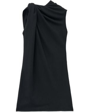 McQueen Wool Knotted Mini Dress - Black