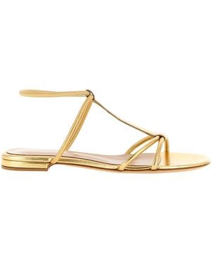 Gianvito Rossi Lilo Ankle-Strap Flat Sandals - Metallic