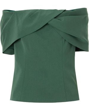Carolina Herrera Draped Off-Shoulder Blouse - Green