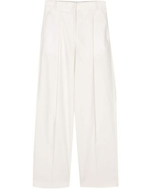 Officine Generale Pleated Poplin Straight Pants - White