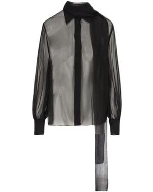 Valentino Scarf Detailed Long-Sleeved Shirt - Black