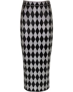 Balmain Diamond Rhinestone Midi Skirt - Black