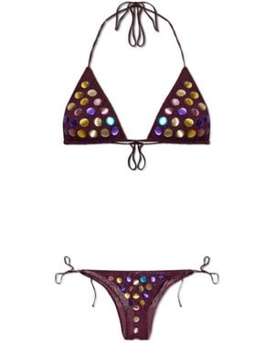 Oséree Lace-Up Bikini Set - Multicolour