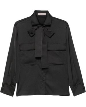 D.exterior Bow-Detail Pocket Shirt - Black