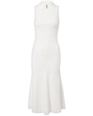Victoria Beckham Mira Ribbed-Knit Zip-Up Midi Dress - White