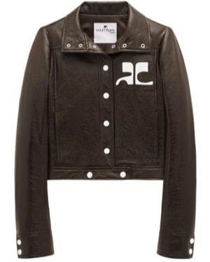 Courreges Courrèges Vinyl Straight Hem Cropped Jacket - Black