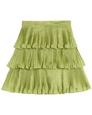 Valentino Ruffled Lettuce Hem Mini Skirt - Green