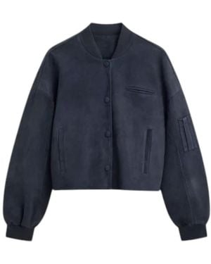 Semicouture Casual Leather Jacket - Blue