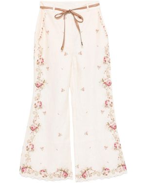 Zimmermann Patience Belted Flare Trousers - Natural