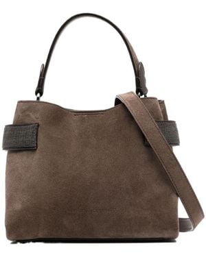 Brunello Cucinelli Essence Precious Bands Small Top-Handle Bag - Brown