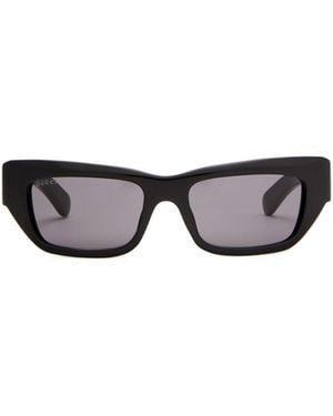 Gucci Thick And Narrow Rectangular Sunglasses - White