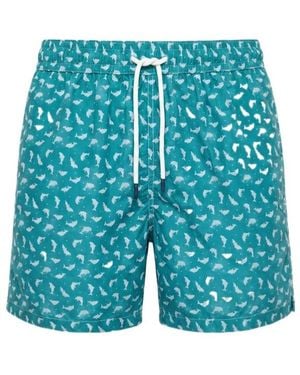 Fedeli Printed Swim Trunks - Blue